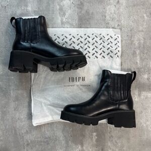 IDIFU Women's Black Ankle Booties